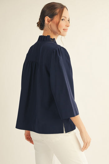Jodifl Crinkle Texture Top in Navy