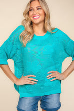 Load image into Gallery viewer, Haptics Open Knit Floral Crochet Top in Mint
