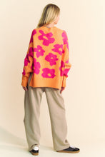 Load image into Gallery viewer, Davi &amp; Dani OVERSIZED Knit Sweater with Floral Print in Orange/Fuchsia
