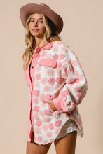 Load image into Gallery viewer, BiBi OVERSIZED Floral Jacquard Mix n Match Fleece and Corduroy Shacket in Pink/Blush
