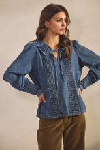 Load image into Gallery viewer, LovLov Vintage Washed Denim Top in Denim Blue
