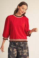 Jodifl Ruffle Edge Detail Lovely Solid Top in Red