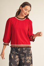Load image into Gallery viewer, Jodifl Ruffle Edge Detail Lovely Solid Top in Red
