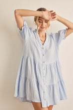 Load image into Gallery viewer, In February Button Down Tiered Dress in Blue Dress In February   
