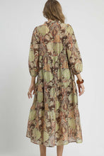 Load image into Gallery viewer, Umgee Lightweight Floral Print Midi Dress in Brown Mix
