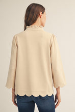 Load image into Gallery viewer, Jodifl Scallop Edge Detail Faux Suede Top in Champagne
