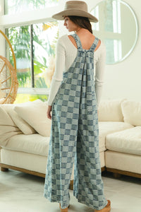 BiBi Vintage Washed Checkered Overalls in Denim ON ORDER