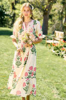 Umgee Bold Floral Print Midi Dress in Cream Mix