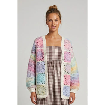 twentifourth Handmade Rainbow Crochet Cardigan in Pastel Dreams