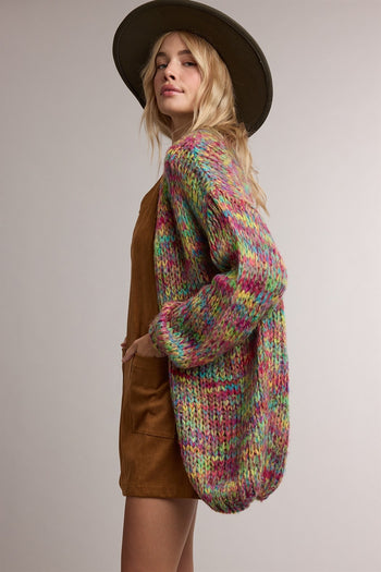 Wishlist Open Front Marled Knit Cardigan in Multi