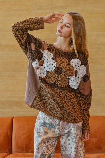 LovLov Untamed Bloom Couture Patchwork Top in Leopard