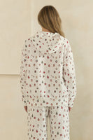 Veveret Cozy Holiday Print Lounge Hoodie in White Combo