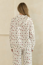 Load image into Gallery viewer, Veveret Cozy Holiday Print Lounge Hoodie in White Combo
