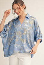 Load image into Gallery viewer, Jodifl Dolman Sleeves Metallic Top in Blue
