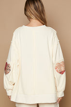 Load image into Gallery viewer, POL Solid Color French Terry Top with LOVE Patches in Cream
