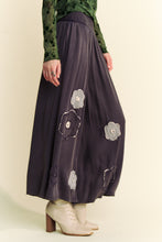 Load image into Gallery viewer, Davi &amp; Dani Smocked Waist Floral Patch Wide Leg Pants in Charcoal
