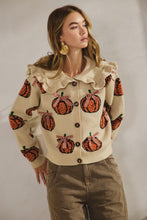 Load image into Gallery viewer, LovLov Sailor Collar Pumpkin with Ribbon Cardigan in Oatmeal
