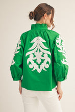 Load image into Gallery viewer, Jodifl Baroque Applique Detail Top in Kelly Green
