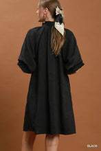 Load image into Gallery viewer, Umgee Floral Textured Jacqaurd V-Neck Dress in Black
