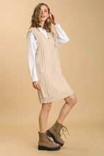 Load image into Gallery viewer, Umgee Maeve Cable V-Neck Sweater Dress in Latte
