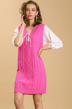 Load image into Gallery viewer, Umgee Maeve Cable V-Neck Sweater Dress in Pink
