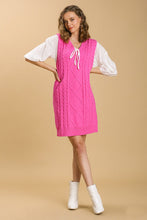Load image into Gallery viewer, Umgee Maeve Cable V-Neck Sweater Dress in Pink
