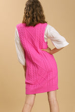 Load image into Gallery viewer, Umgee Maeve Cable V-Neck Sweater Dress in Pink
