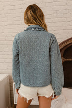 Load image into Gallery viewer, BiBi Open Front Quilted Jacket in Denim
