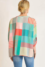 Load image into Gallery viewer, Umgee Mixed Print 3/4 Long Sleeve Top in Coral/Mint

