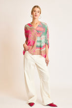 Load image into Gallery viewer, Umgee Mixed Print 3/4 Long Sleeve Top in Pink/Green
