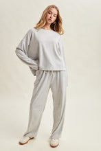 Load image into Gallery viewer, Wishlist Striped Knit Top And Pants Set in Heather Grey/Cream
