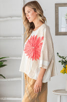 Oli & Hali 3D Flower Boxy Top in Cream