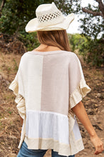 Load image into Gallery viewer, Davi &amp; Dani Mix n Matched Textured Fabric Top in Natural Multi ON ORDER
