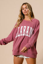 Load image into Gallery viewer, BiBi Solid Color Textured Ribbed Knit Top with ALABAMA Lettering in Dusty Wine
