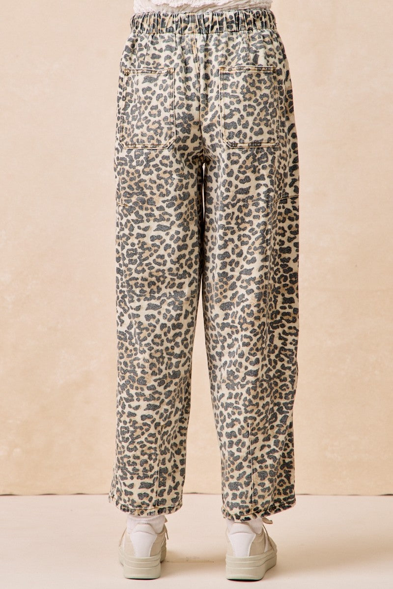 BiBi Leopard Print Barrel Leg Pants in Leopard – June Adel