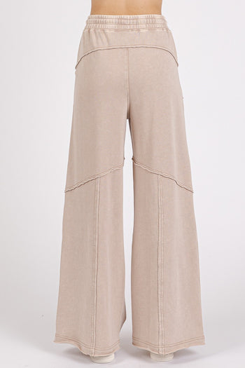 Mittoshop Mineral Washed Pants with Asymmetric Seams in Tan