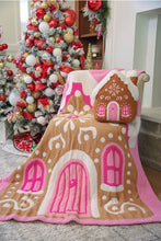 Load image into Gallery viewer, Jess Lea Whimsical Gingerbread House Blanket in Pink
