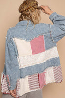POL OVERSIZED Mixed Fabric Jacket in Denim