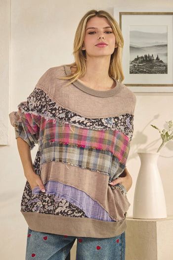 Oli & Hali Contrasting Mix N Match Top in Ash