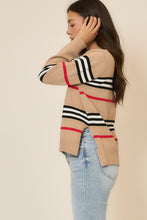 Load image into Gallery viewer, Cozy Co. Multi Striped Knit Sweater in Mocha
