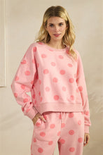 Load image into Gallery viewer, Veveret Polka Dot French Terry Sweatshirt in Pink/Pink
