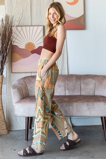 Oli & Hali Star Patched Pants in Sage