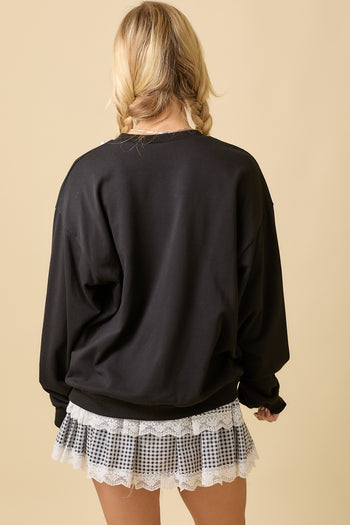 Main Strip Game Day Patchwork Top in Black