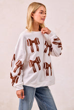 Load image into Gallery viewer, BiBi GAME DAY Football Bow Patched Sweatshirt in Ivory
