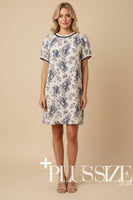 J.nna Floral Print Mini Dress in Navy