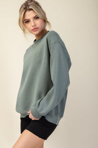 Rae Mode Solid Color Scuba Pullover Top in Sage Leaf