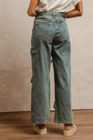 BiBi Cargo Pants with Bow Tie Details in Denim