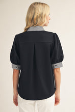 Load image into Gallery viewer, Jodifl Solid Color Top with Stripe Accents in Black
