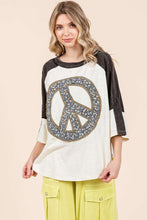 Load image into Gallery viewer, Mittoshop Color Block Top with Peace Sign Patch in Ivory/Black
