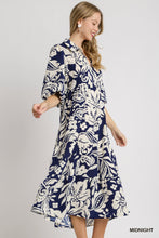 Load image into Gallery viewer, Umgee Two Toned Floral Print Tiered Midi Dress in Midnight
